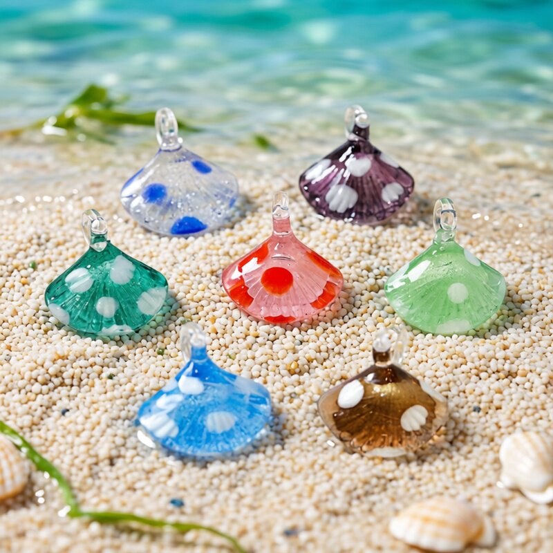 Marine Life Aquariums - Pendentif en verre miniature coquillage coloré,